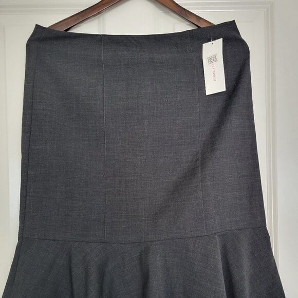 Rebecca Taylor Pencil Skirt 8 Virgin Wool Blend Fluted Charcoal Gray Lined EUC - Picture 1 of 7